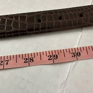 Italian Croco Leather Belt Dark Brown Silver EuroMetal Etched Hardware S… Pale Horse Designs | Accessories | Italian Croco Leather  main image 4